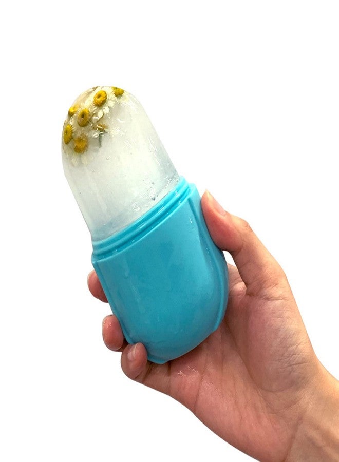 Joyeee Ice Face Roller, Reusable Silicone Mold Face Massage Eye Facial Beauty Skin Care Tools Apply Ice for Shrink Pores Anti Wrinkle Reduce Puffiness Improve Skin Elasticity, Capsule-Shape, Blue - Image 2